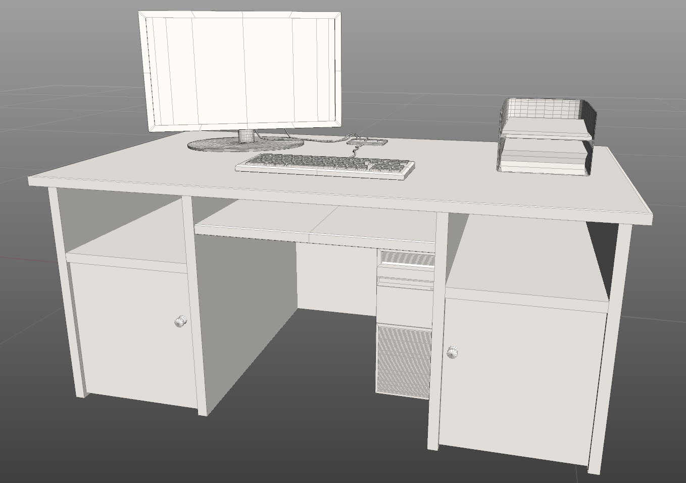 Desk and PC 3D model_2