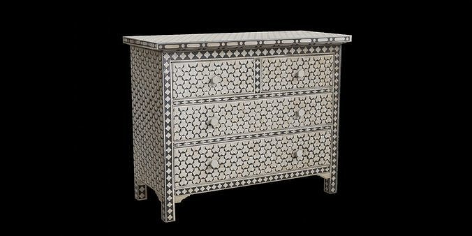 Black Bone Bohemian Chest Of Drawers Low-poly 3D model