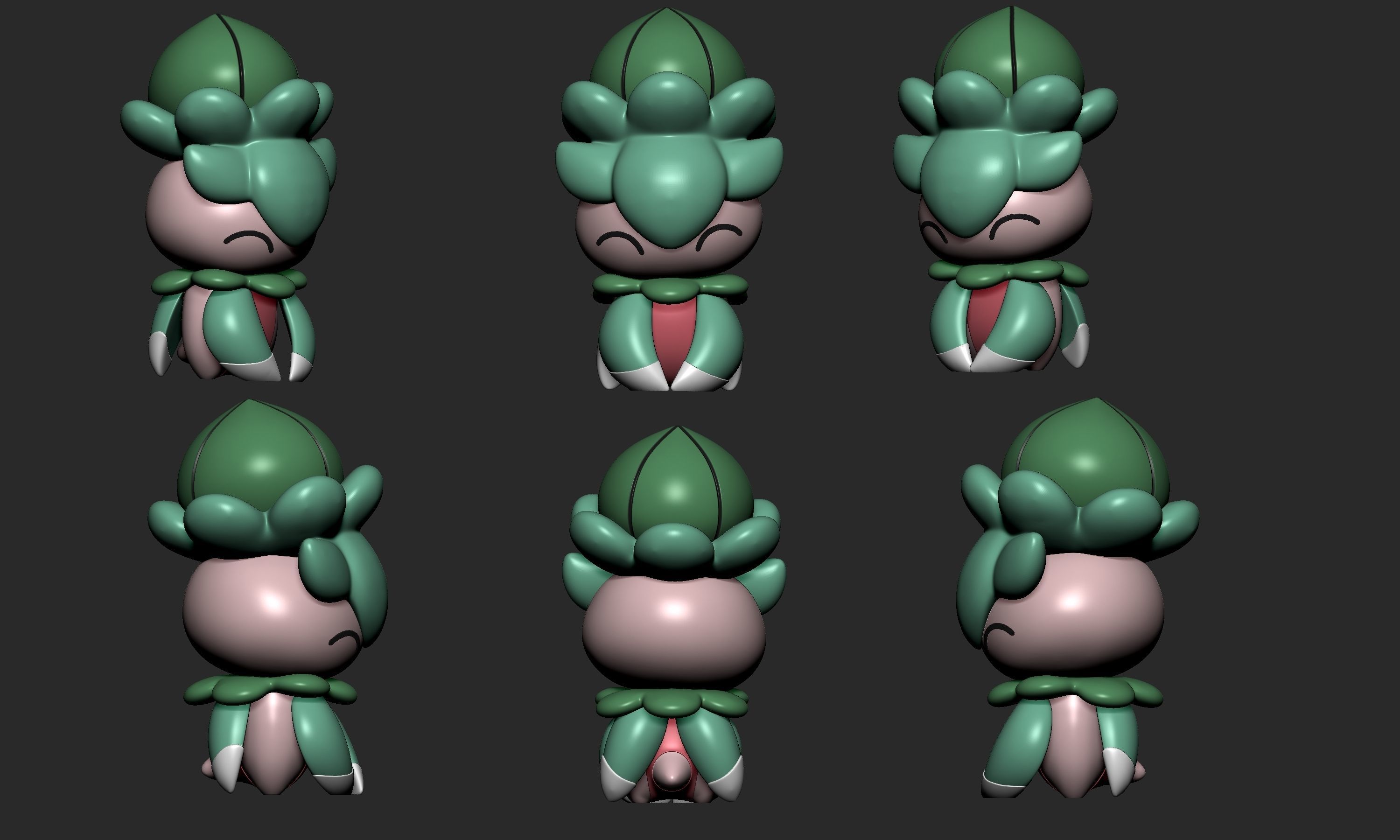 Pokemon - Fomantis with 2 poses 3D print model_6
