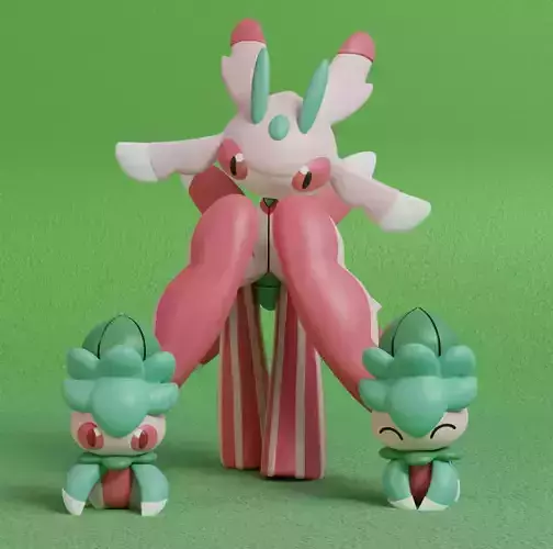 Pokemon - Fomantis and Lurantis with 2 poses