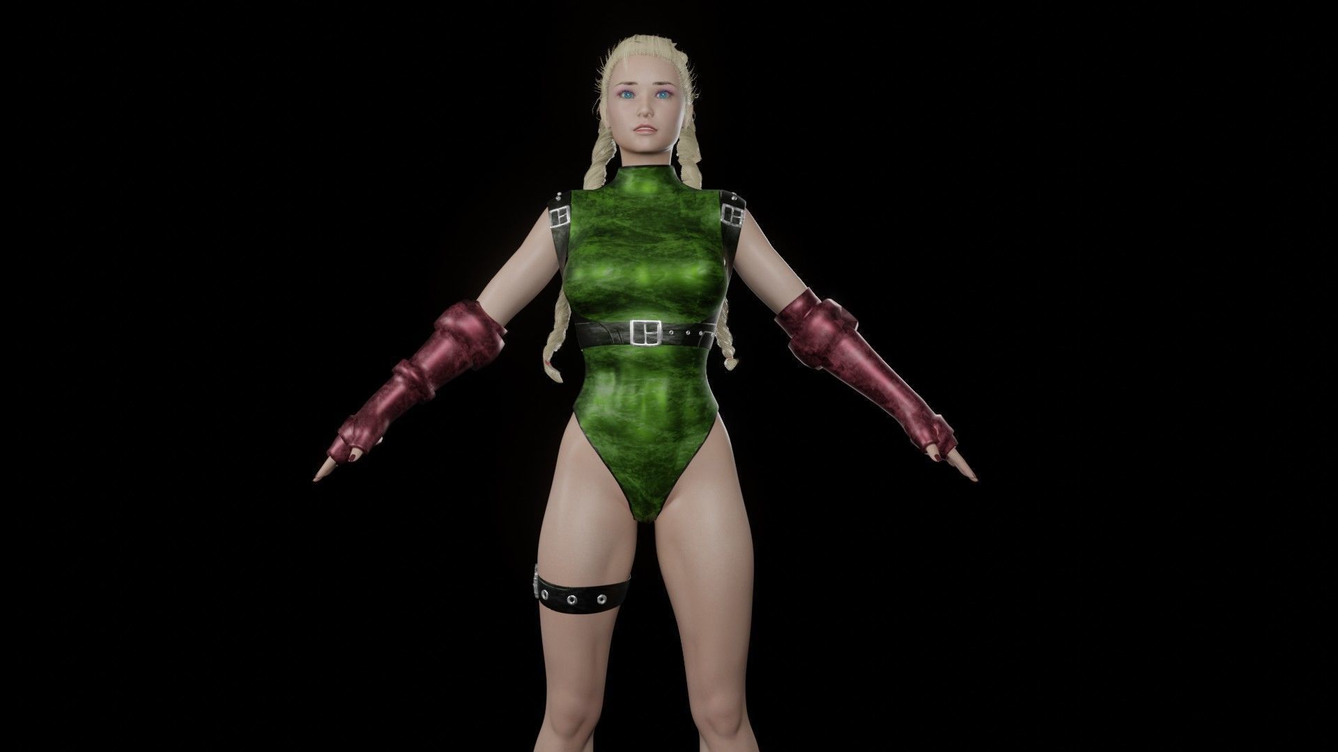 Cammy - Or Fight Pack - Game Ready - Low poly 3d Character Low-poly 3D model_18