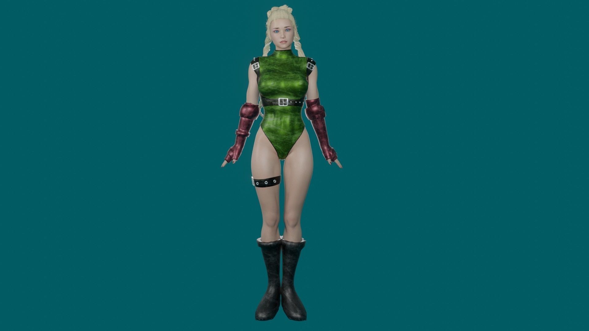 Cammy - Or Fight Pack - Game Ready - Low poly 3d Character Low-poly 3D model_7