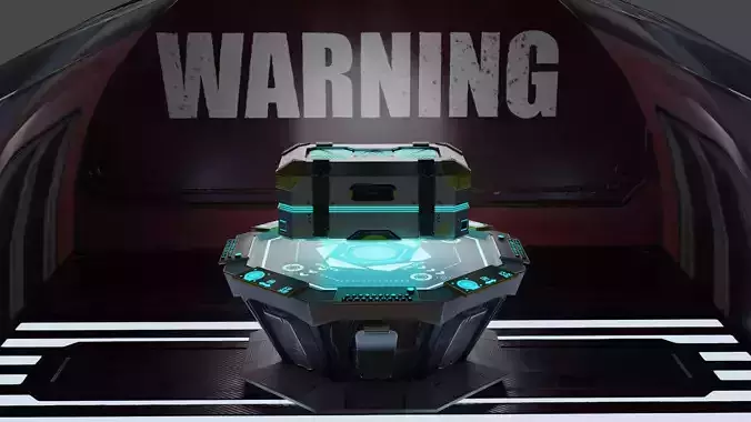 3D Sci Fi Hangar Interior with scifi box 