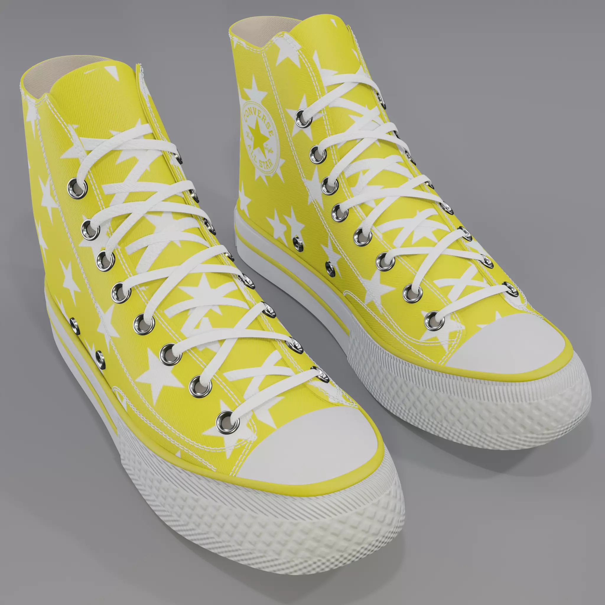 Basketball Leather Shoes Converse All Star Yellow Stars 3D model_0