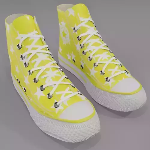 Basketball Leather Shoes Converse All Star Yellow Stars 3D model