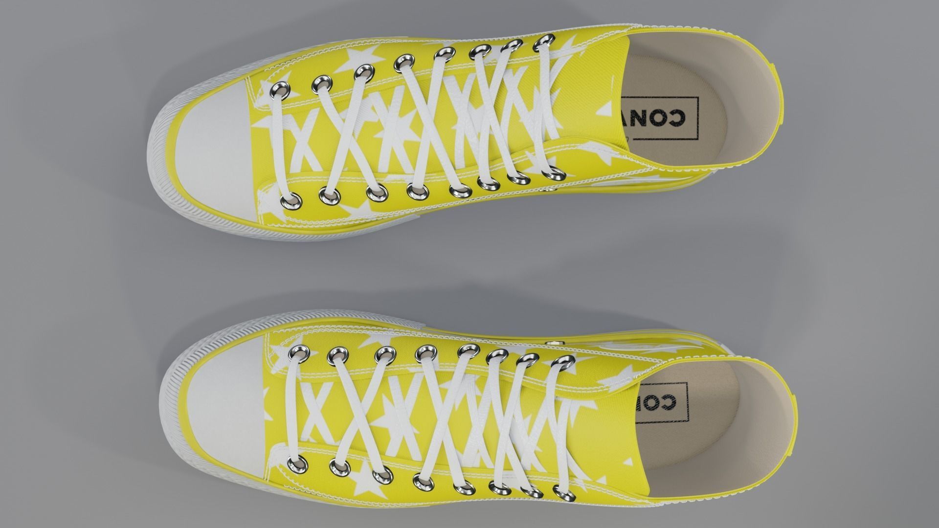 Basketball Leather Shoes Converse All Star Yellow Stars 3D model_4