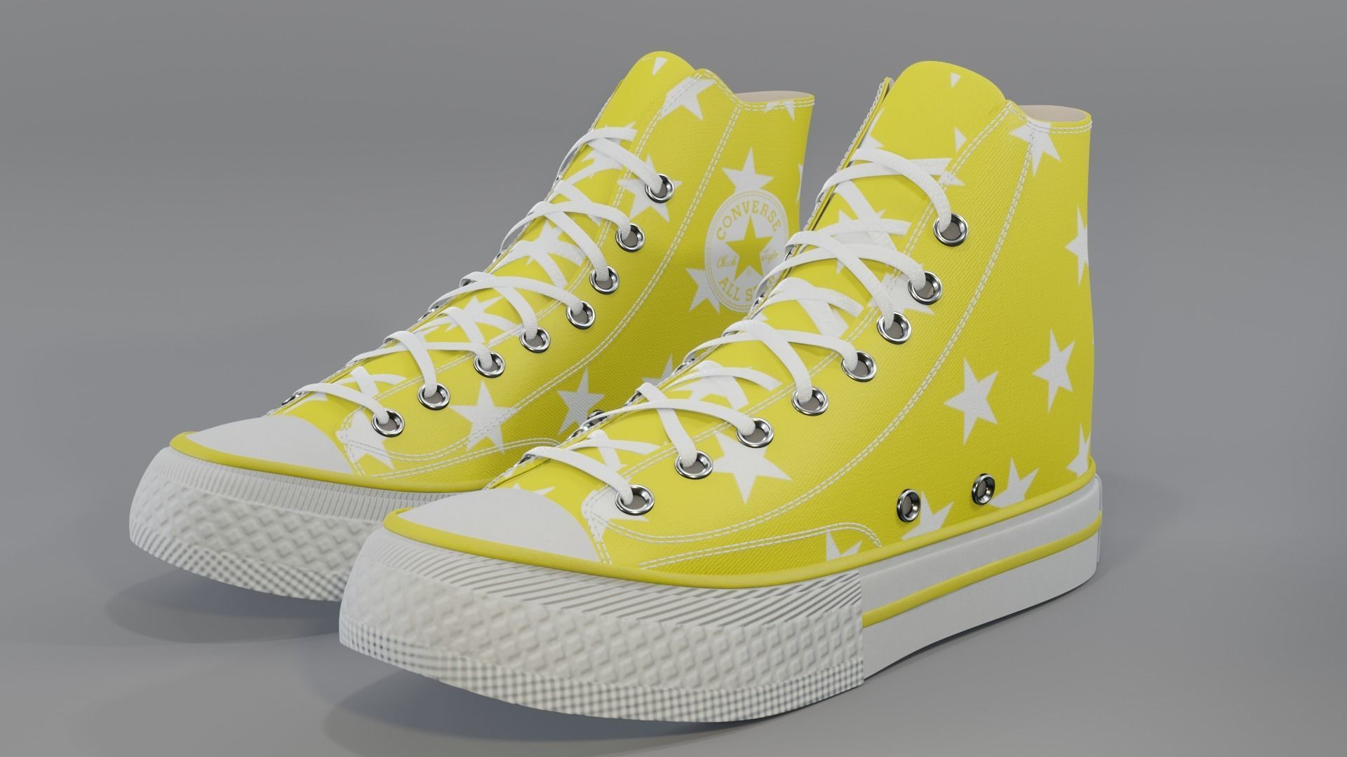 Basketball Leather Shoes Converse All Star Yellow Stars 3D model_1