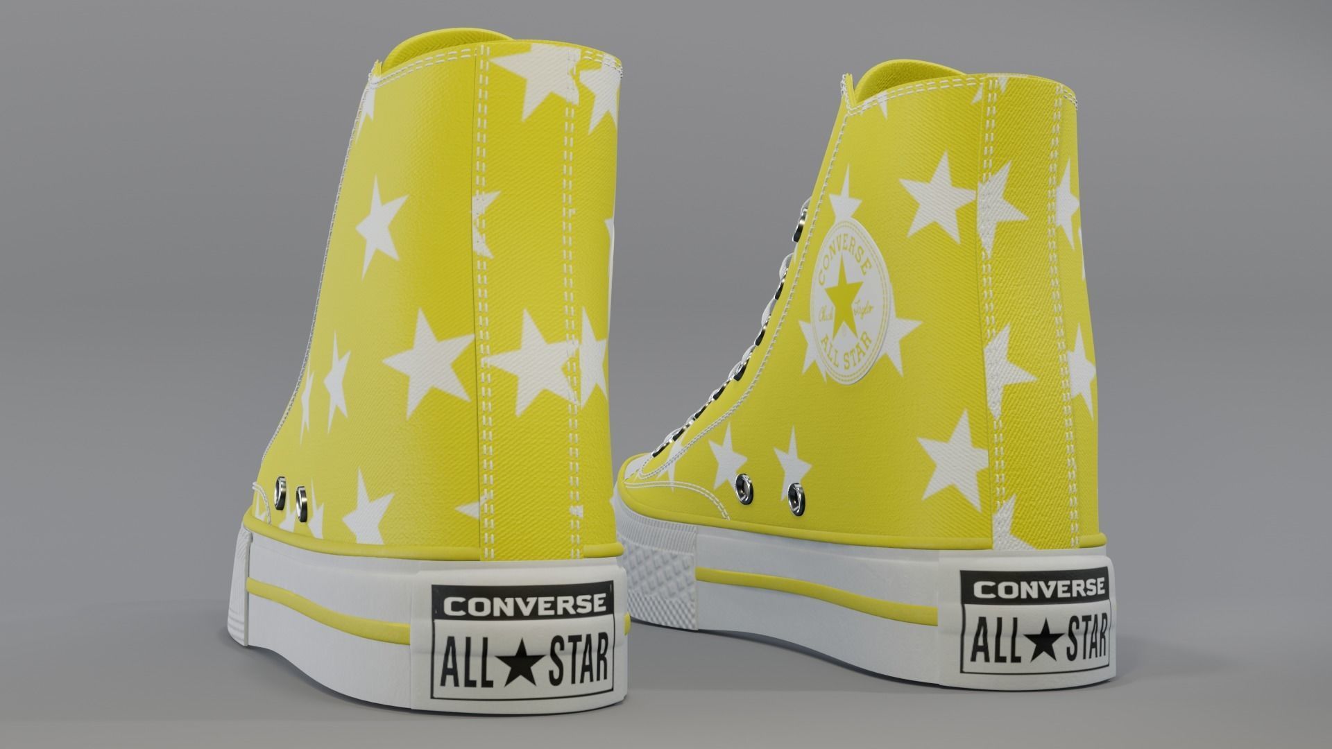 Basketball Leather Shoes Converse All Star Yellow Stars 3D model_2