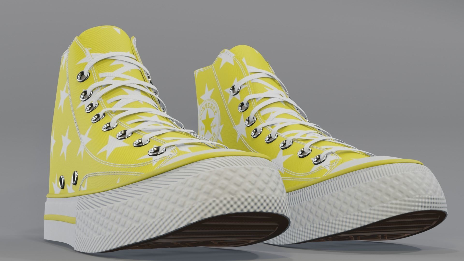 Basketball Leather Shoes Converse All Star Yellow Stars 3D model_3