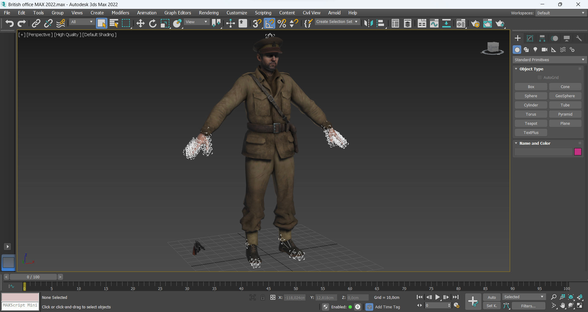 British allied officer Low-poly 3D model_11