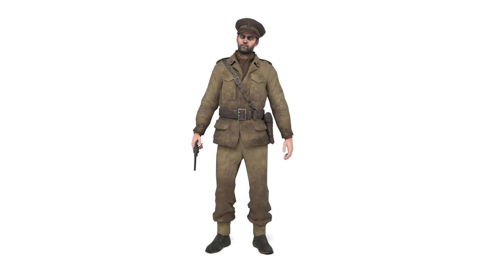 British allied officer Low-poly 3D model_7
