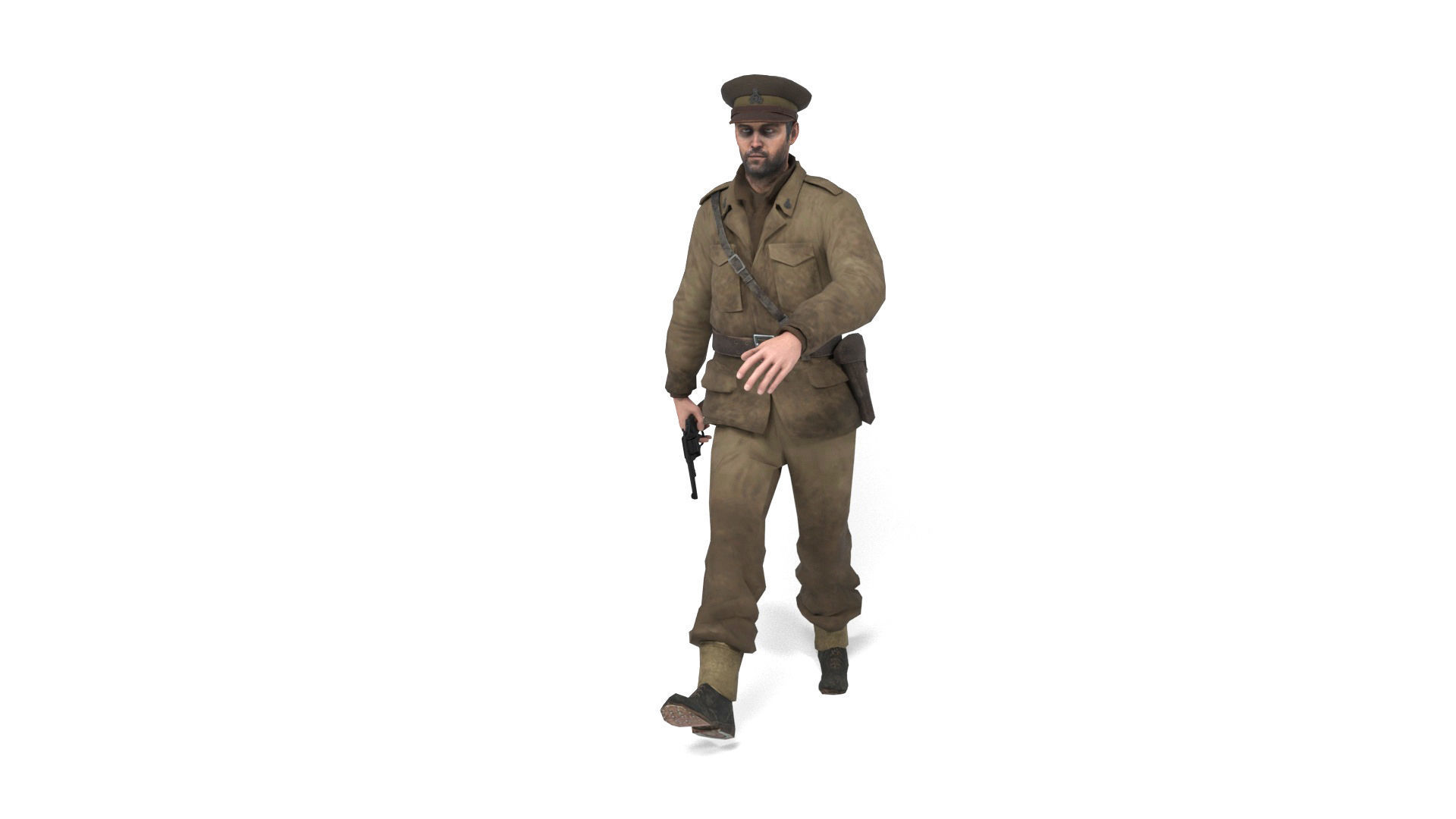 British allied officer Low-poly 3D model_8