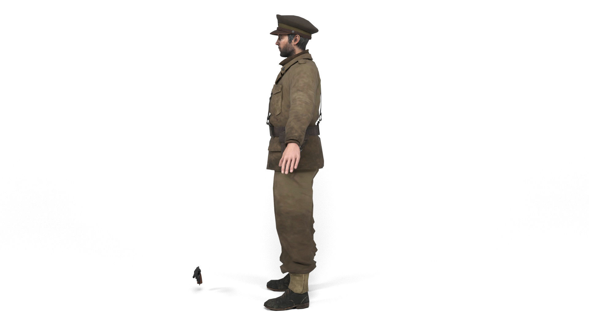 British allied officer Low-poly 3D model_4