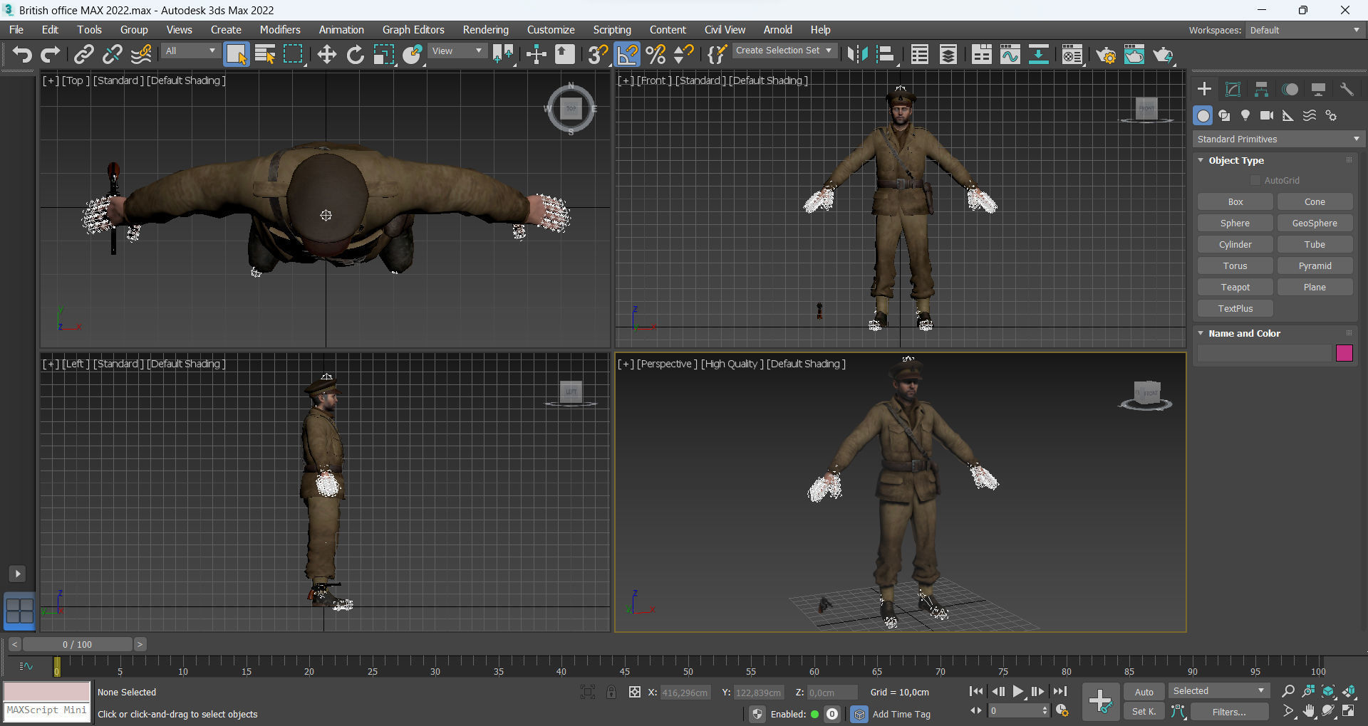 British allied officer Low-poly 3D model_12
