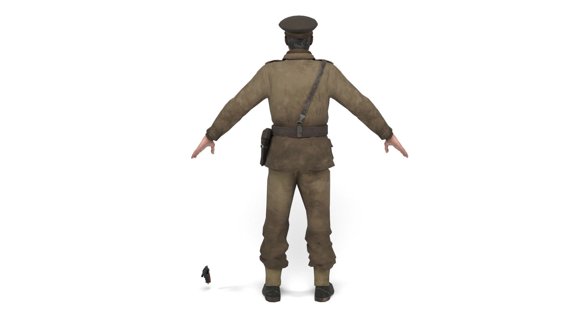 British allied officer Low-poly 3D model_3