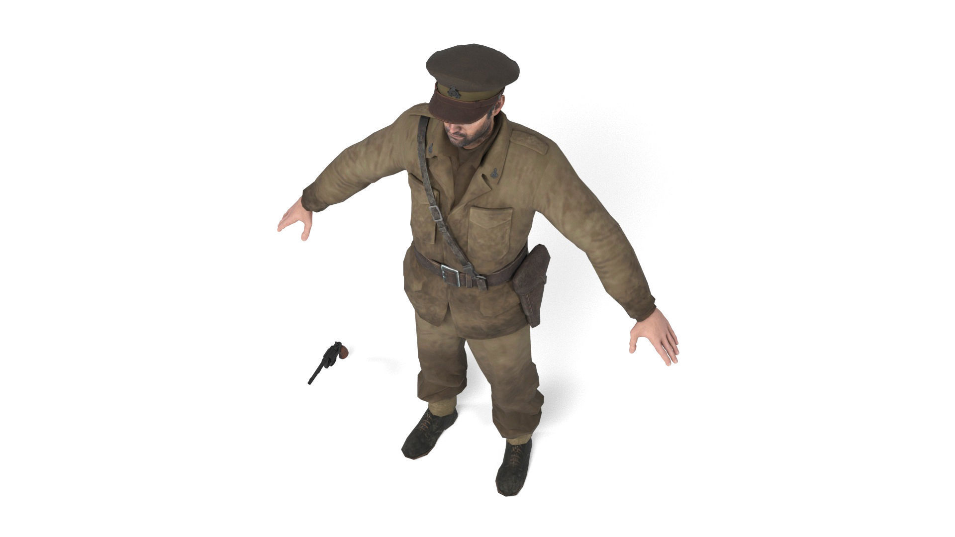 British allied officer Low-poly 3D model_5