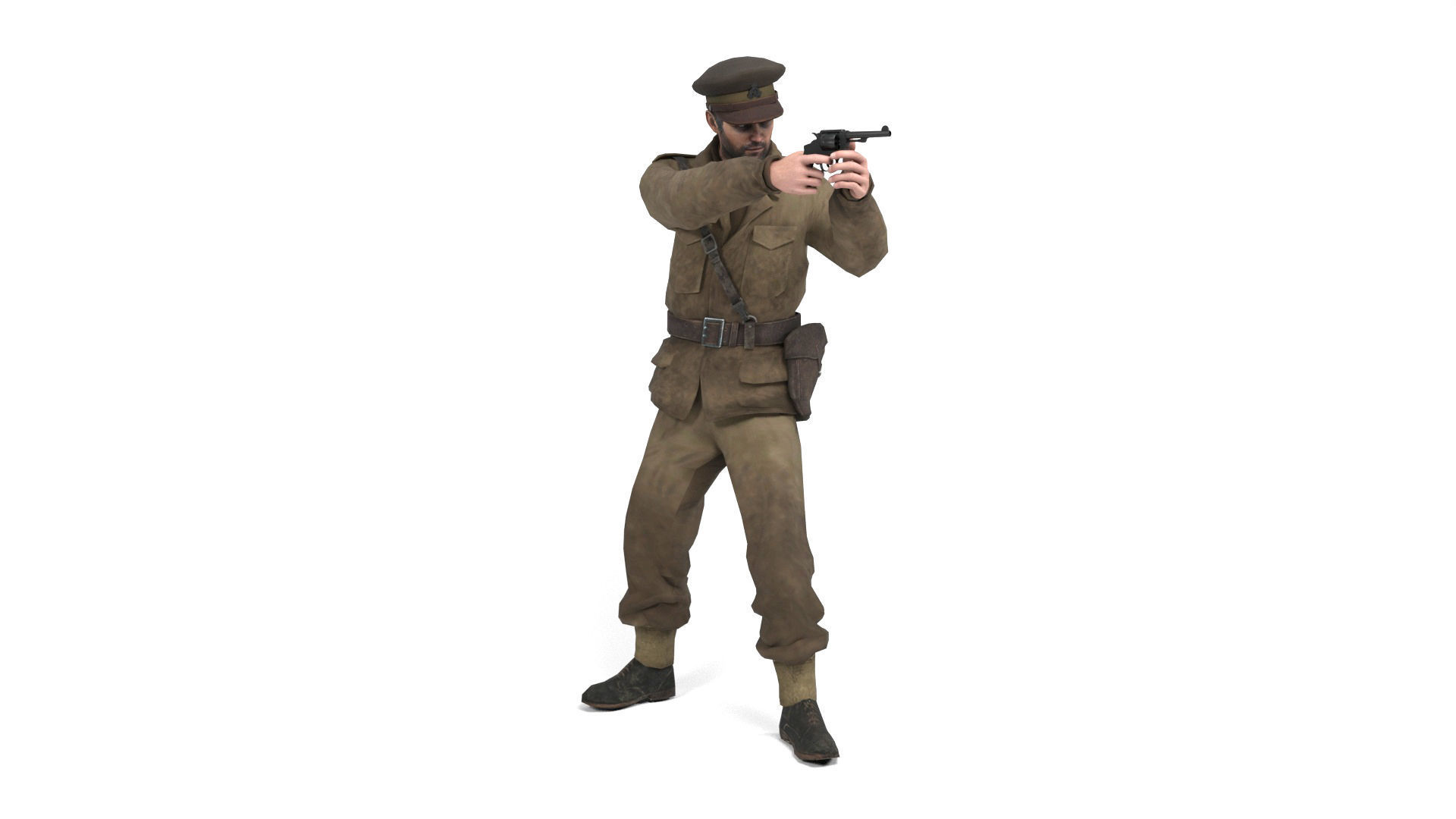 British allied officer Low-poly 3D model_10