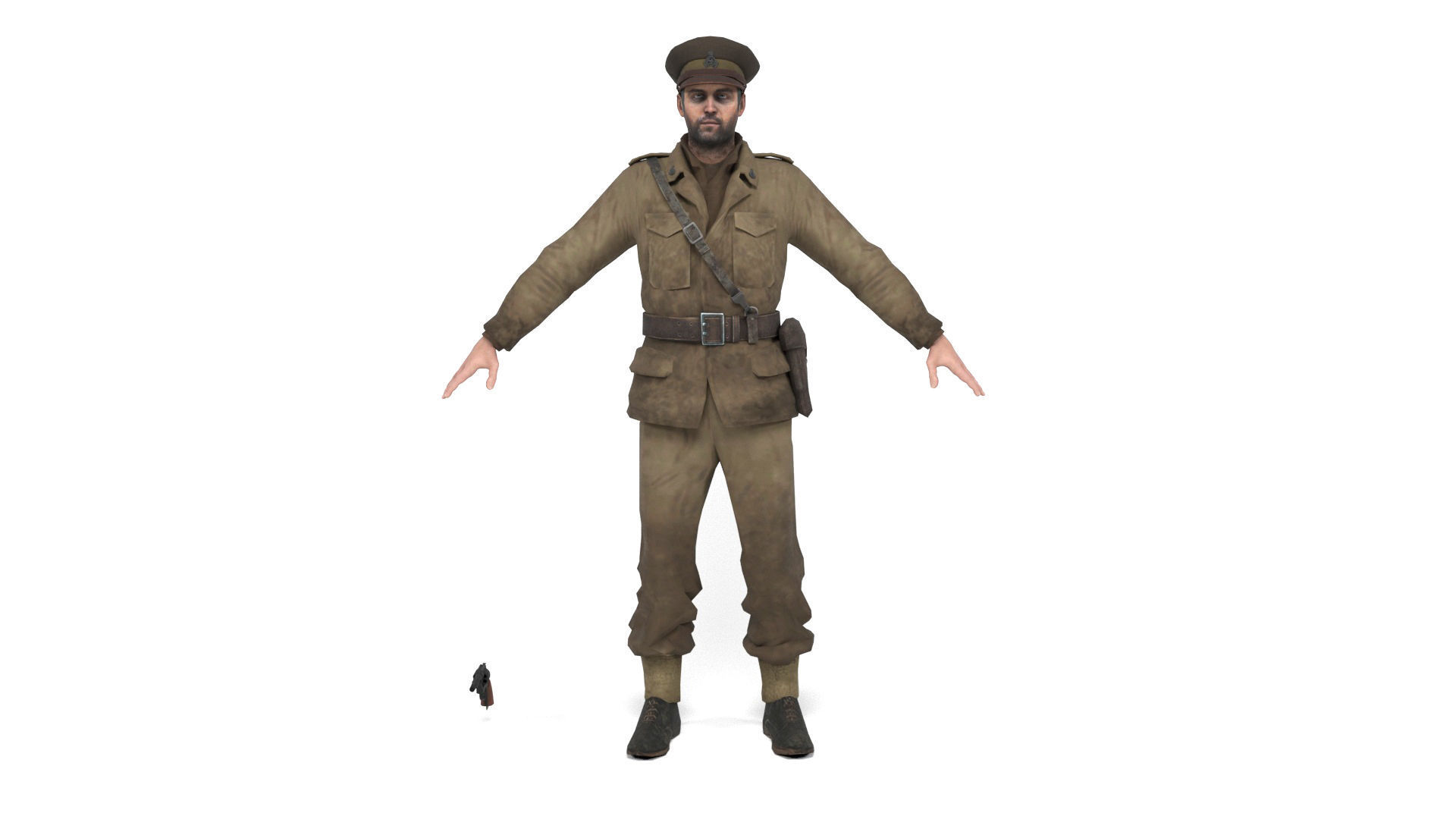 British allied officer Low-poly 3D model_2
