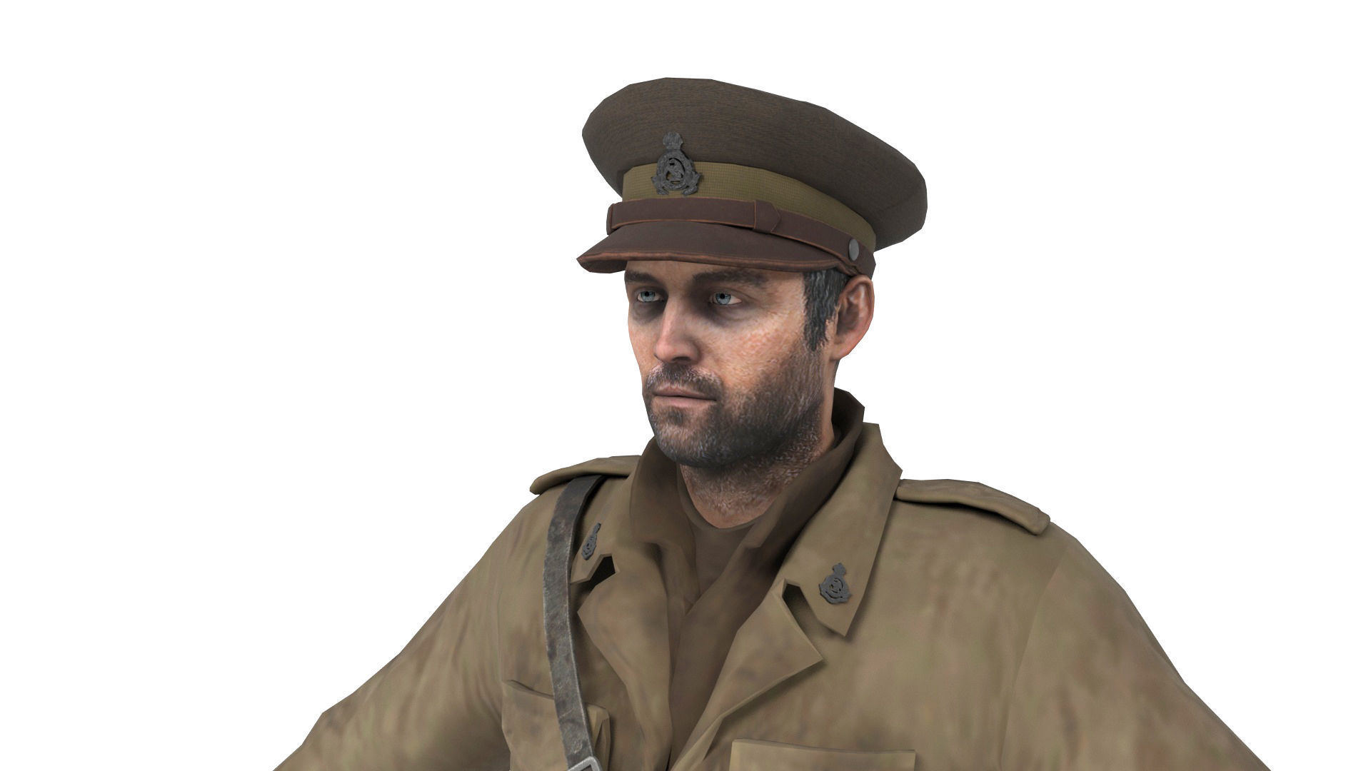 British allied officer Low-poly 3D model_6