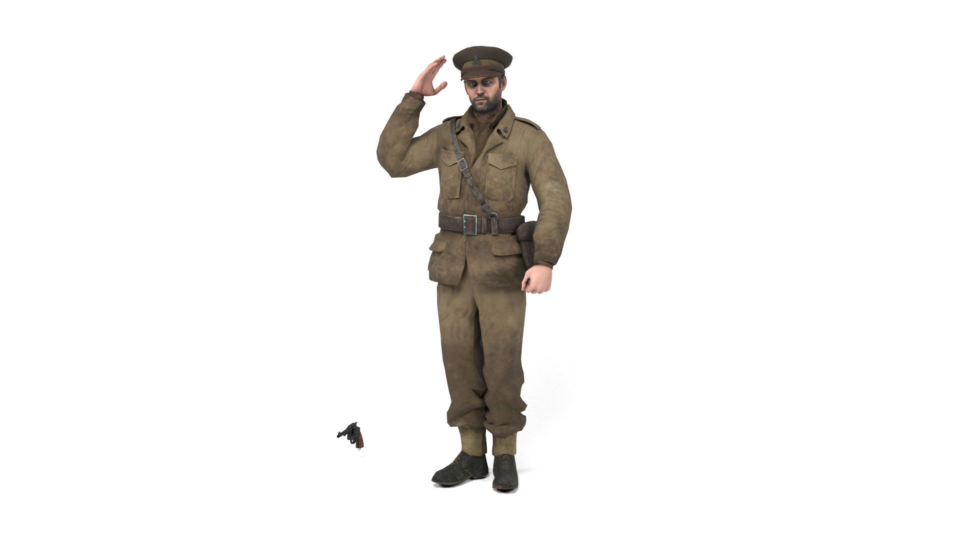 British allied officer Low-poly 3D model_9
