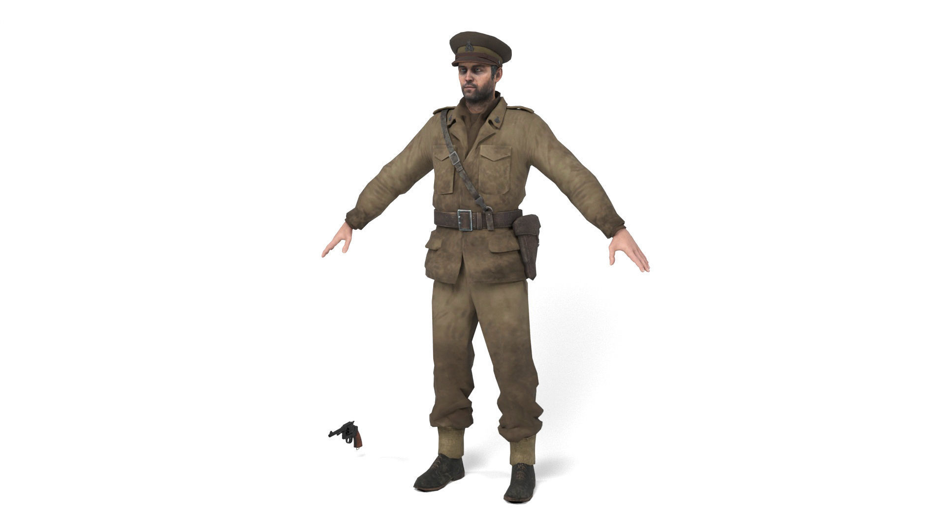 British allied officer Low-poly 3D model_1