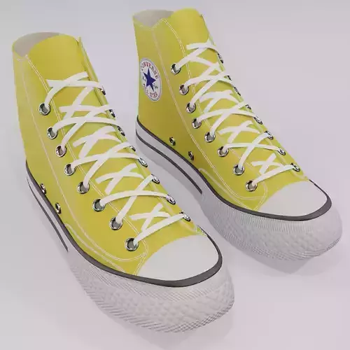 Basketball Leather Shoes Converse All Star Yellow 3D model
