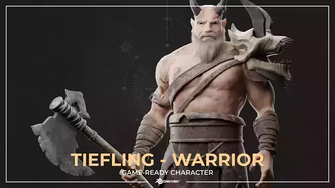 Tiefling Old Warrior Game Ready Character