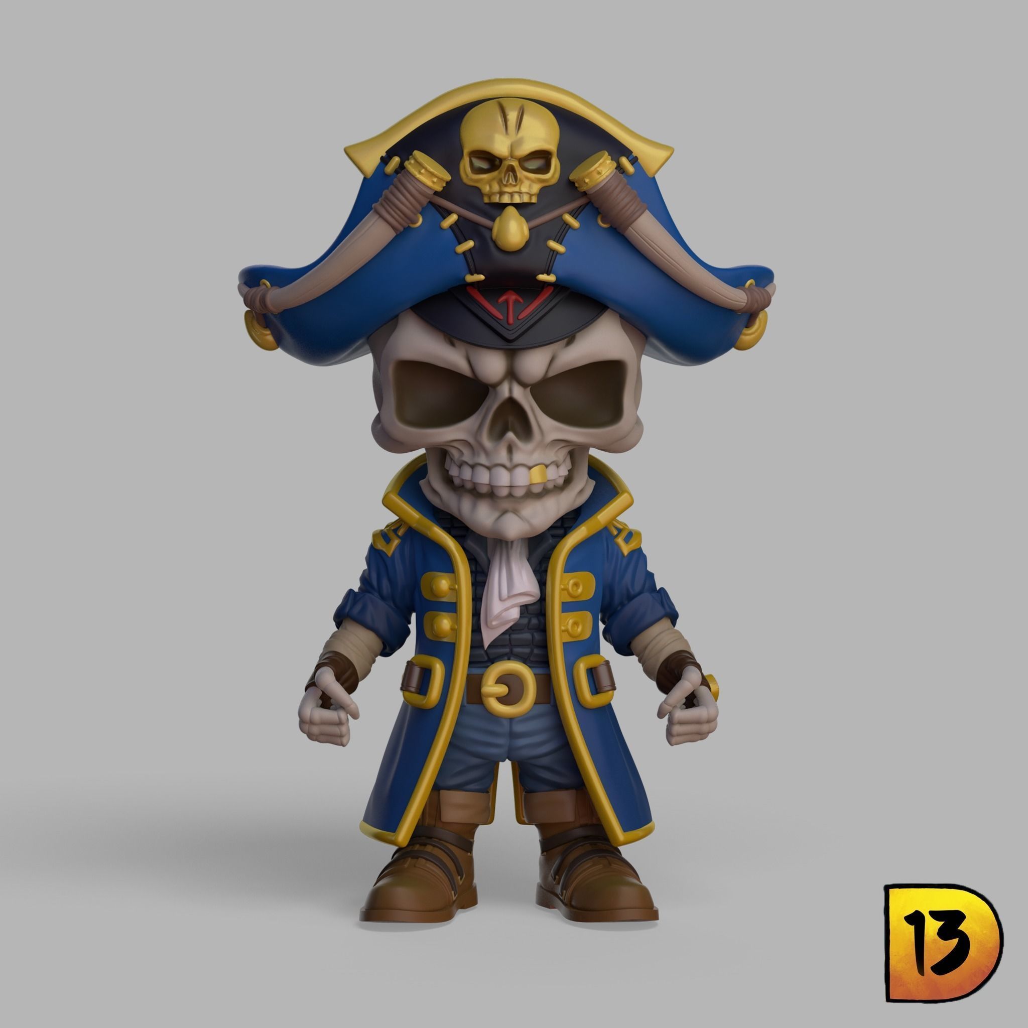MiniPrint R003 - Skull Pirate 3D print model_1