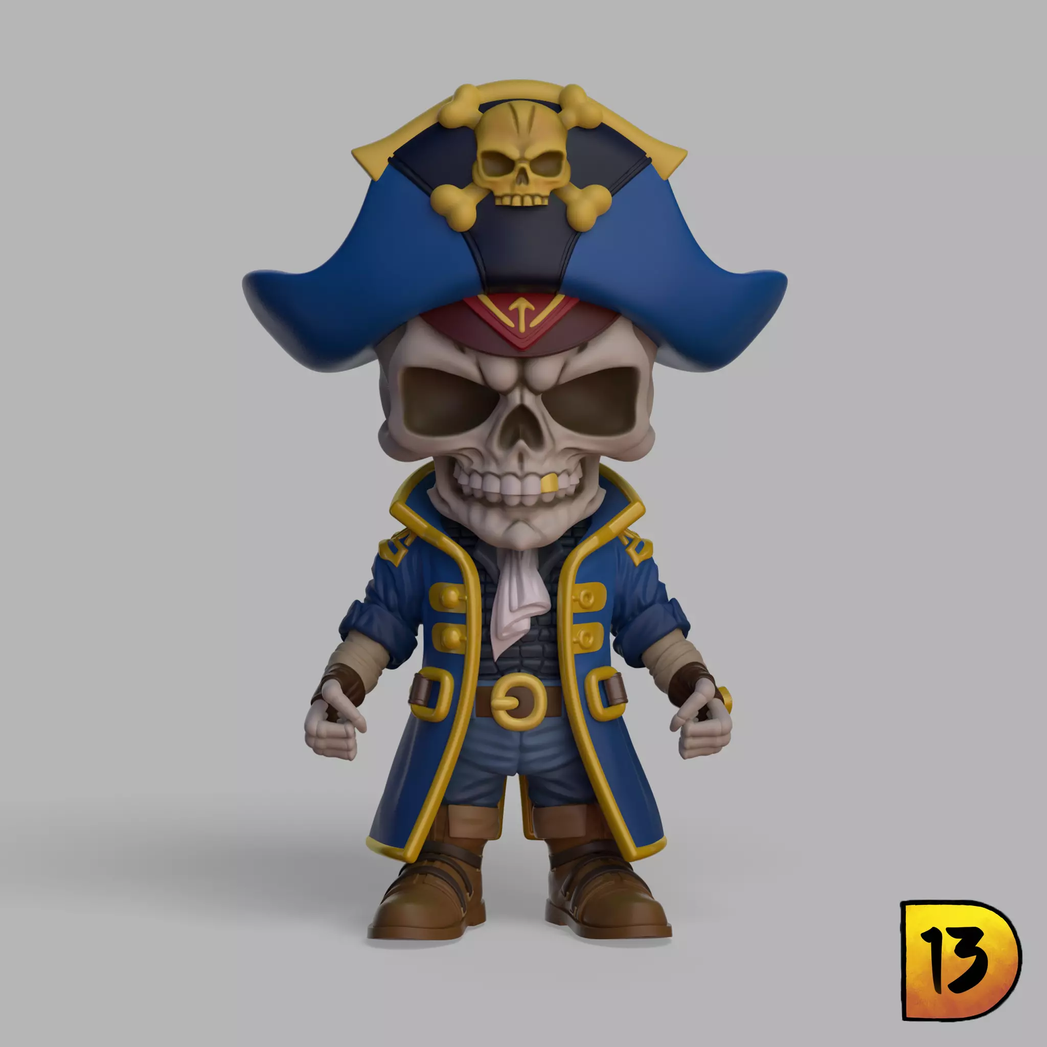MiniPrint R003 - Skull Pirate 3D print model_0