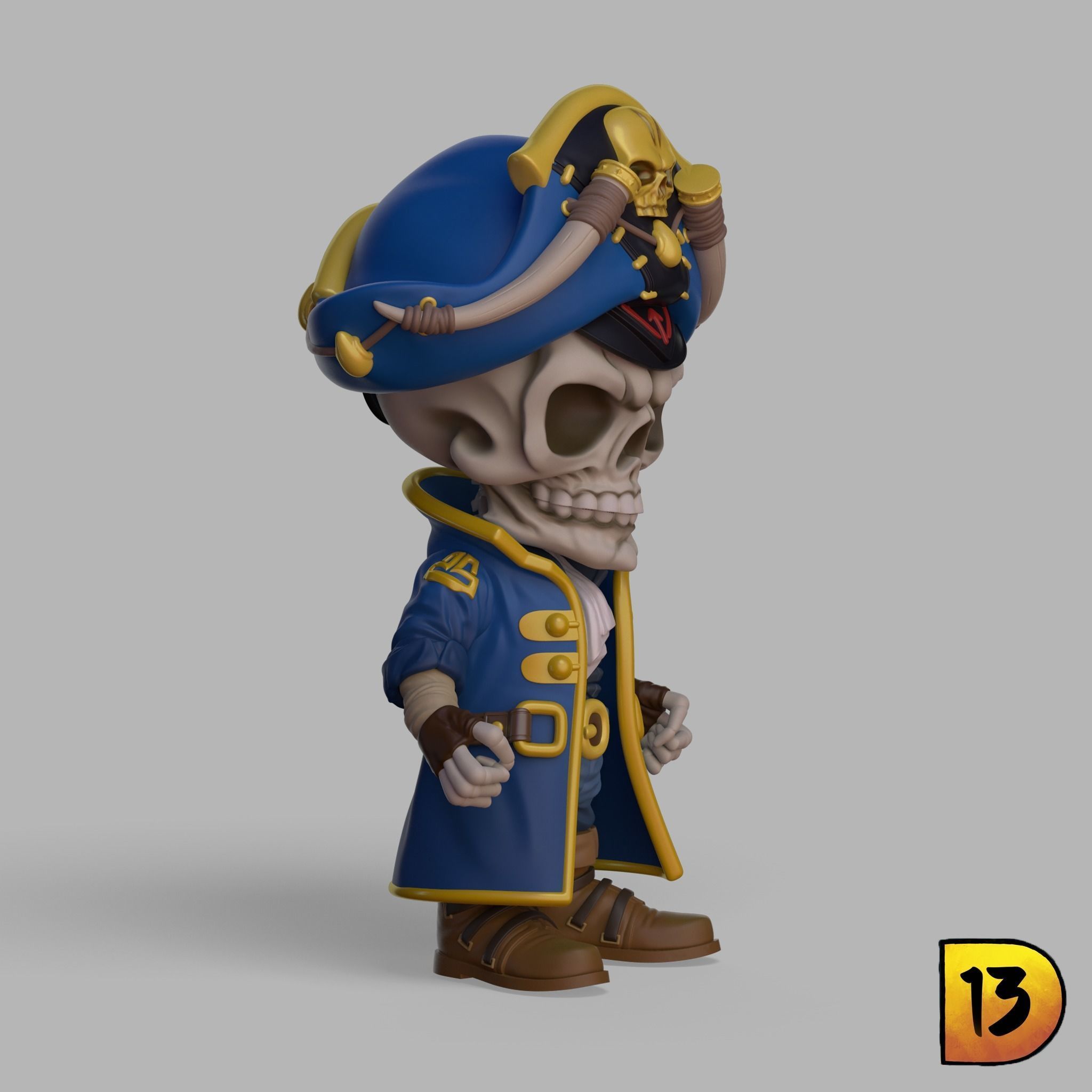 MiniPrint R003 - Skull Pirate 3D print model_2