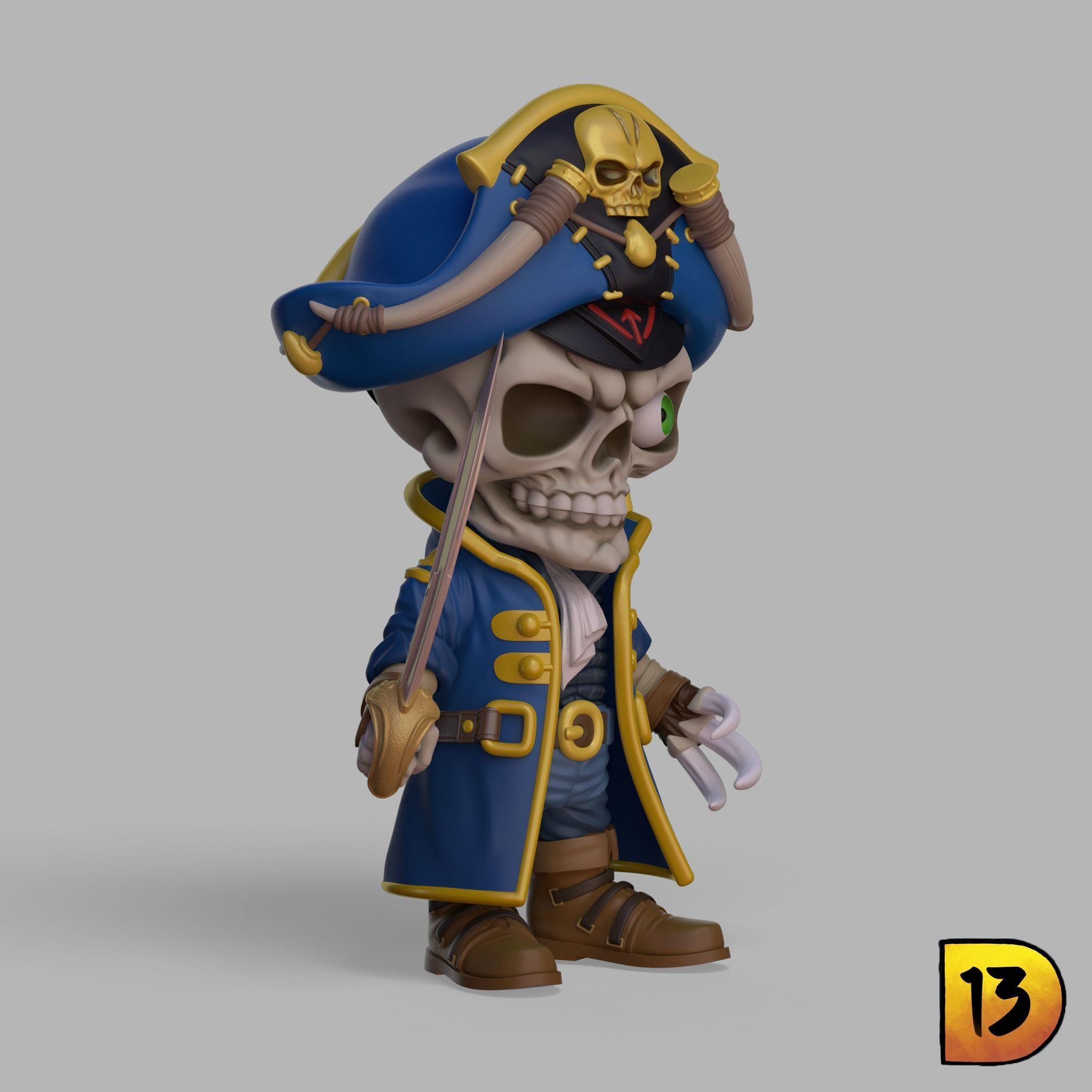 MiniPrint R003 - Skull Pirate Full 3D print model_2