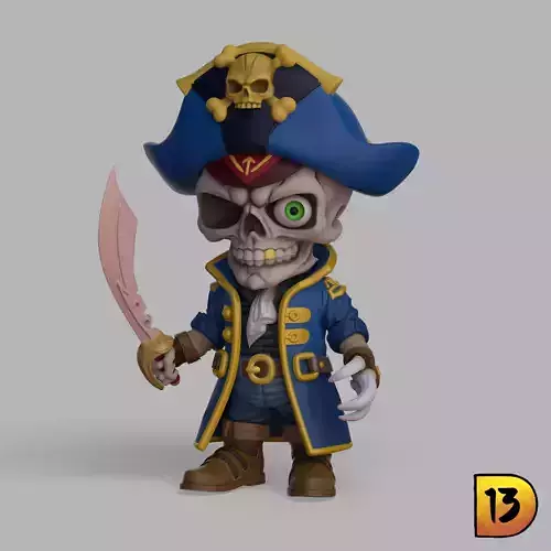 MiniPrint R003 - Skull Pirate Full 3D print model