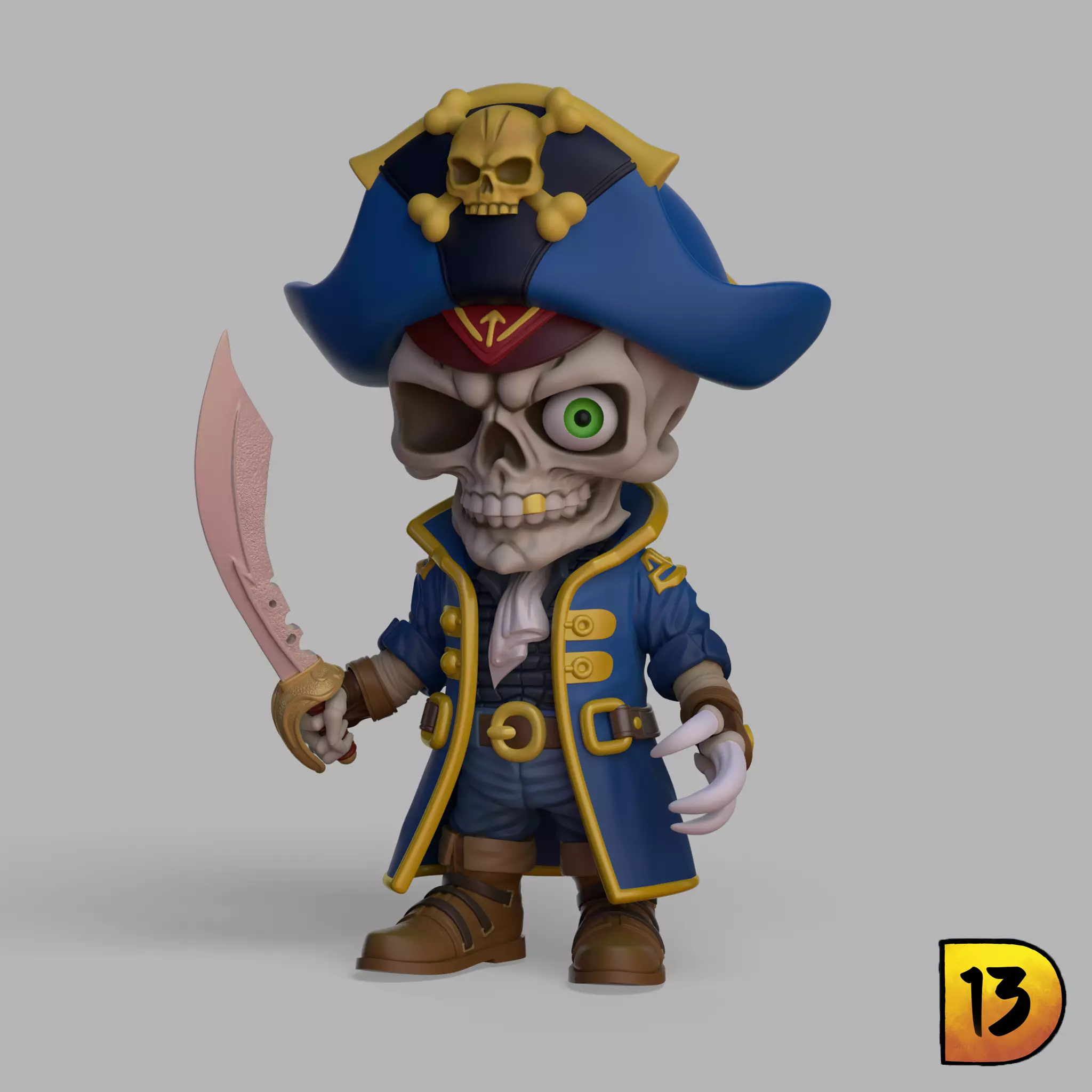 MiniPrint R003 - Skull Pirate Full 3D print model_0