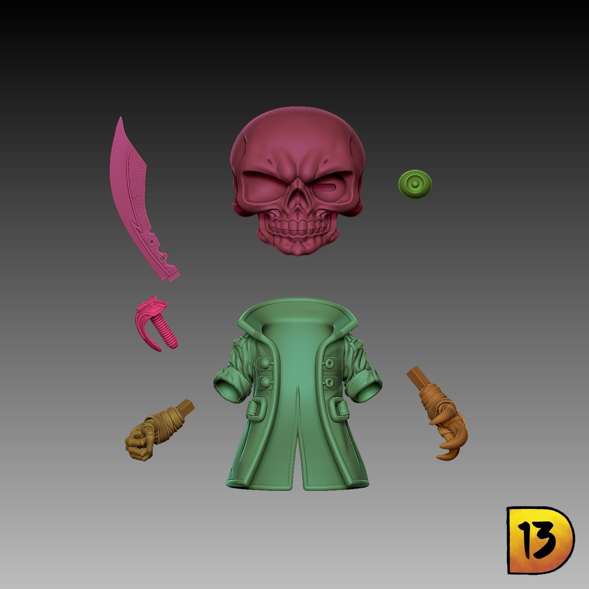 MiniPrint R003 - Skull Pirate Full 3D print model_5