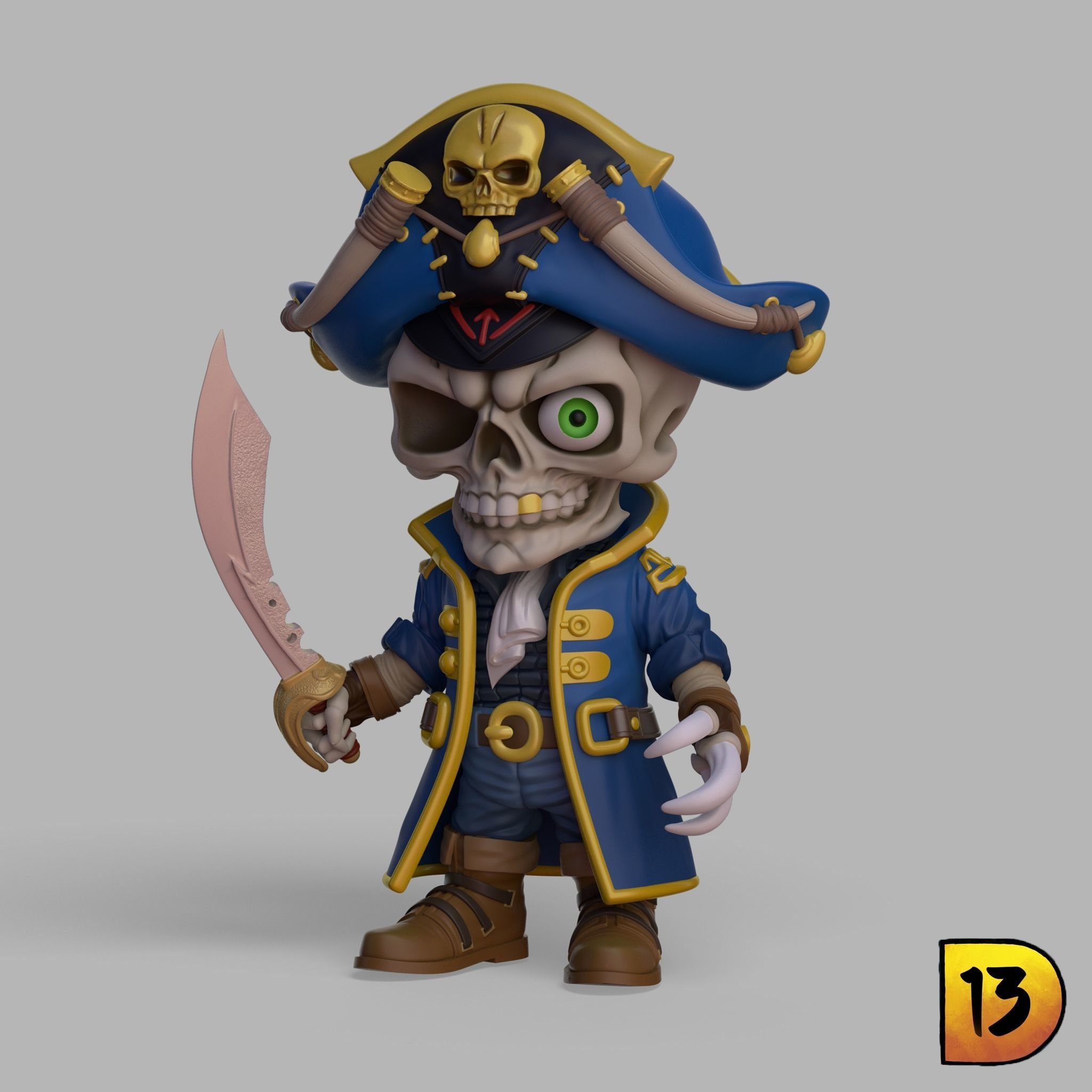 MiniPrint R003 - Skull Pirate Full 3D print model_1