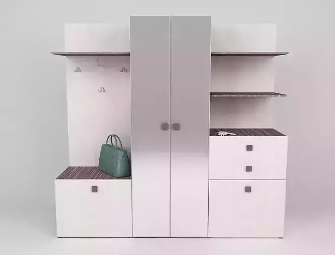 hallway cabinet with two drawers and purse