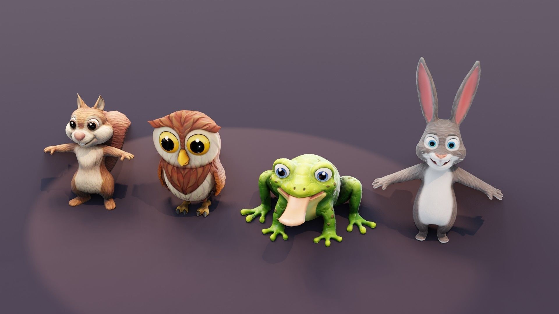 Squirrel Owl Frog Rabbit Pack 3D Model Low-poly 3D model_5