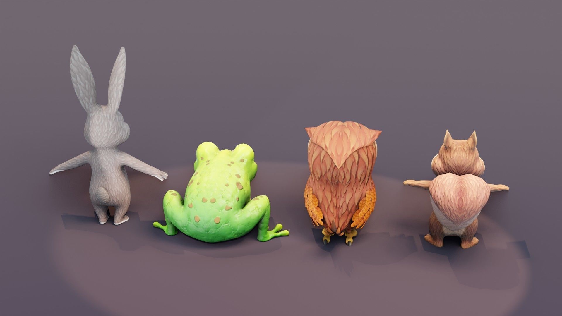 Squirrel Owl Frog Rabbit Pack 3D Model Low-poly 3D model_6