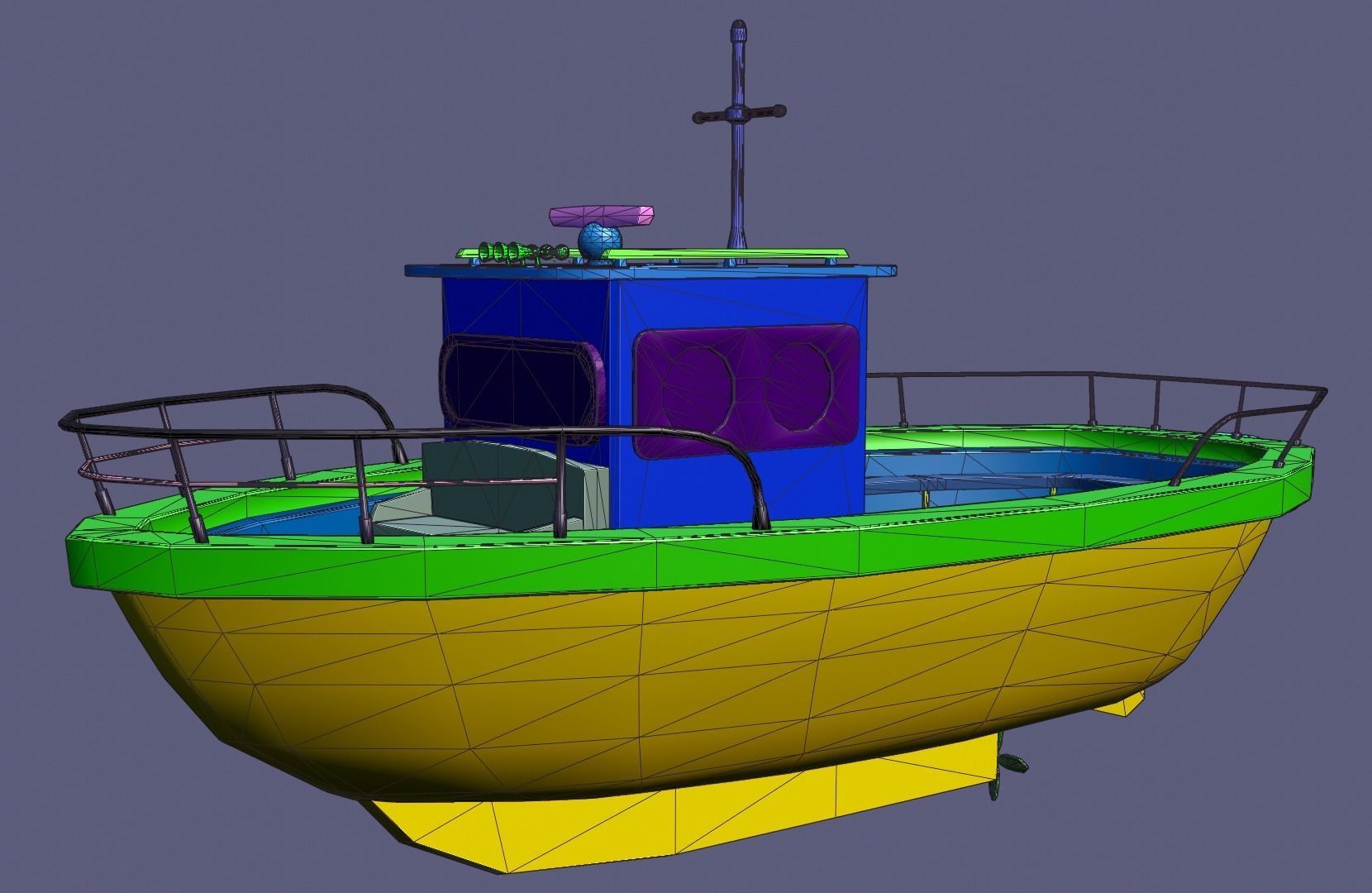 Sea boat Low-poly 3D model_3