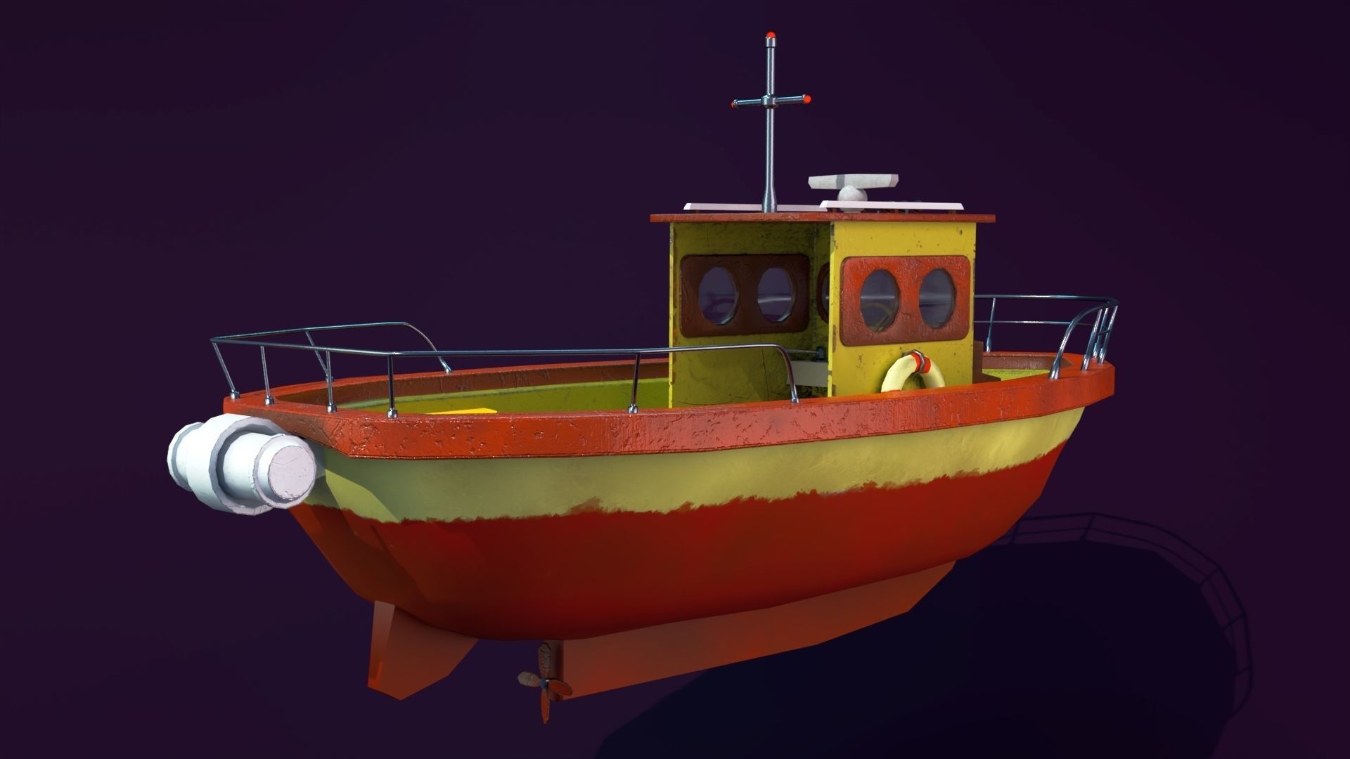 Sea boat Low-poly 3D model_1