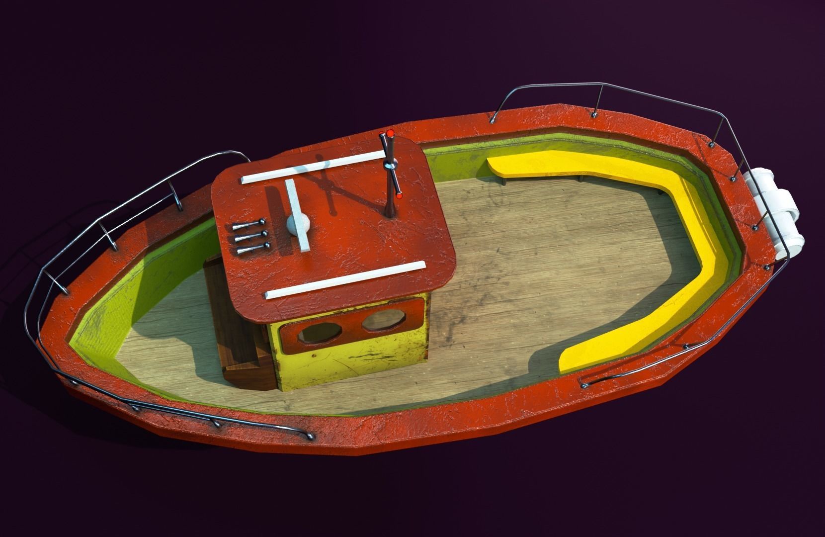 Sea boat Low-poly 3D model_2