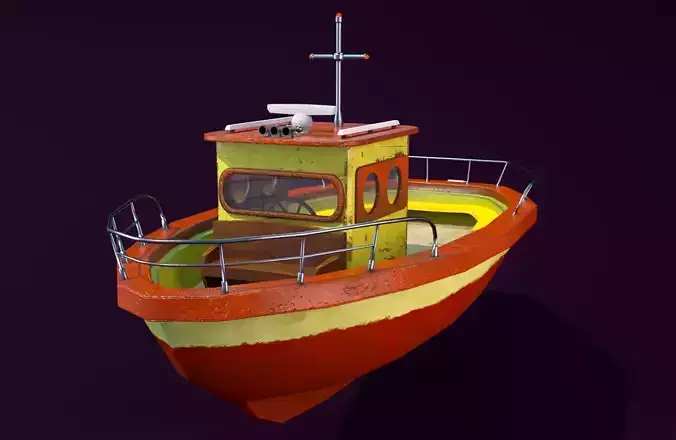 Sea boat Low-poly 3D model