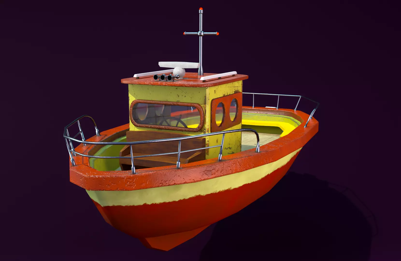 Sea boat Low-poly 3D model_0