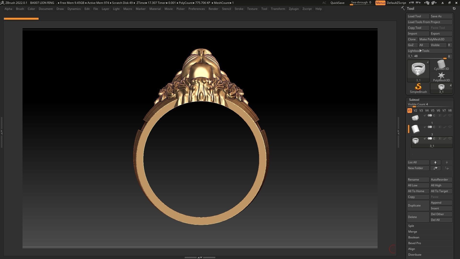LION MENS RING 3D print model_2