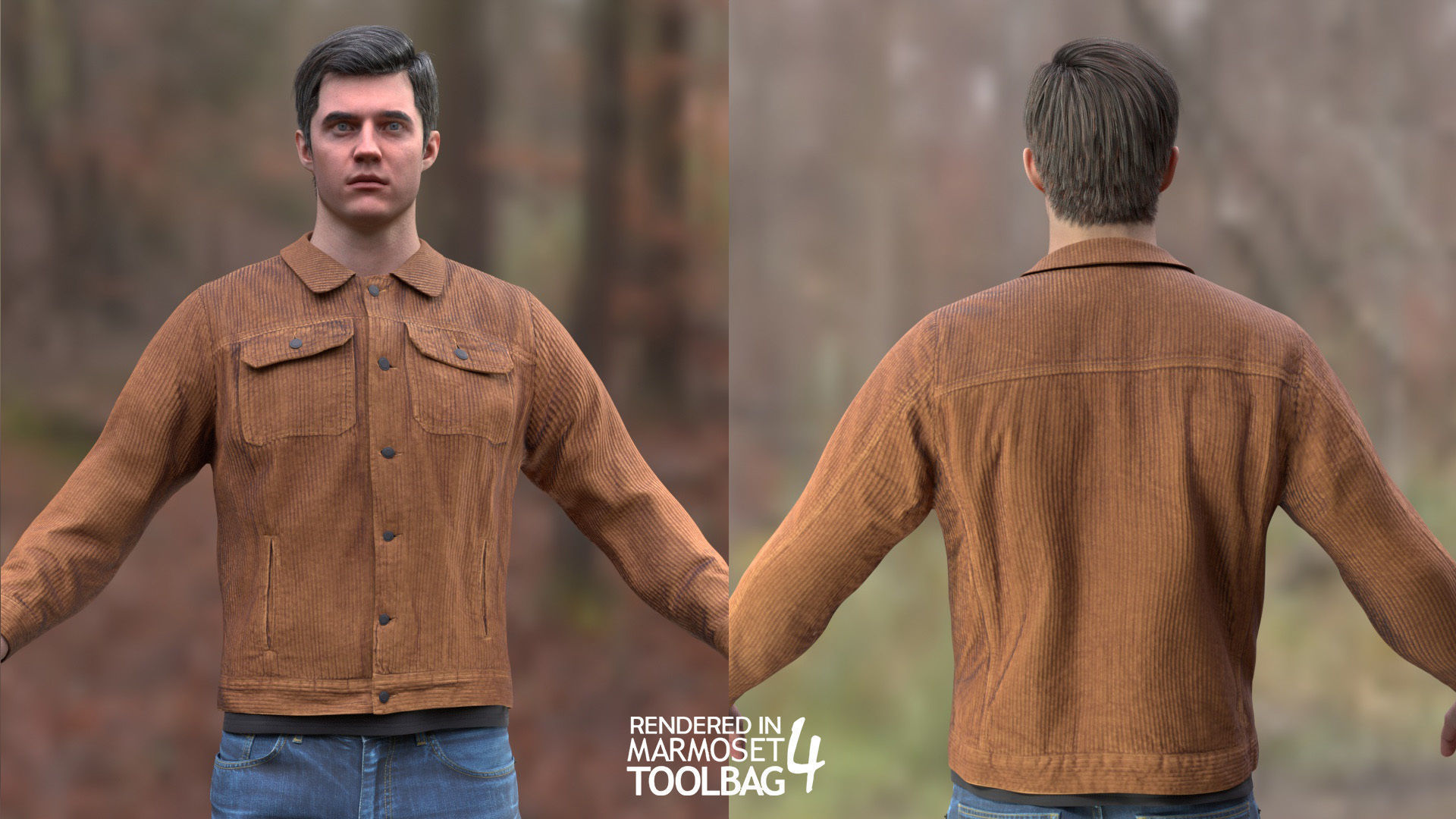 Man - Autumn Outfit 8 - Modular - Rigged Low-poly 3D model_9