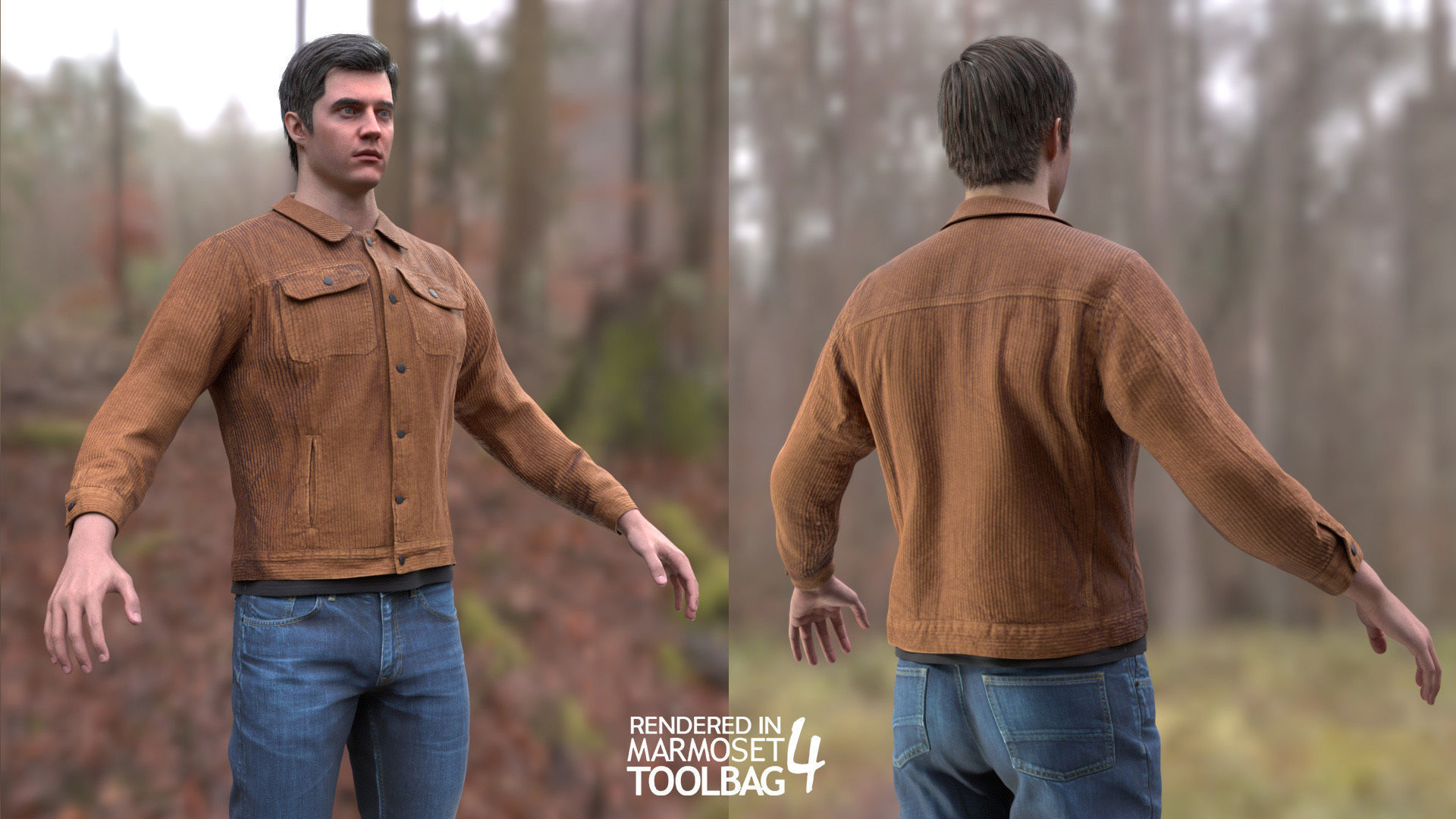 Man - Autumn Outfit 8 - Modular - Rigged Low-poly 3D model_4