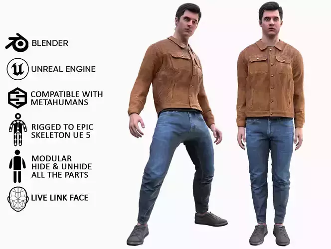 Man - Autumn Outfit 8 - Modular - Rigged