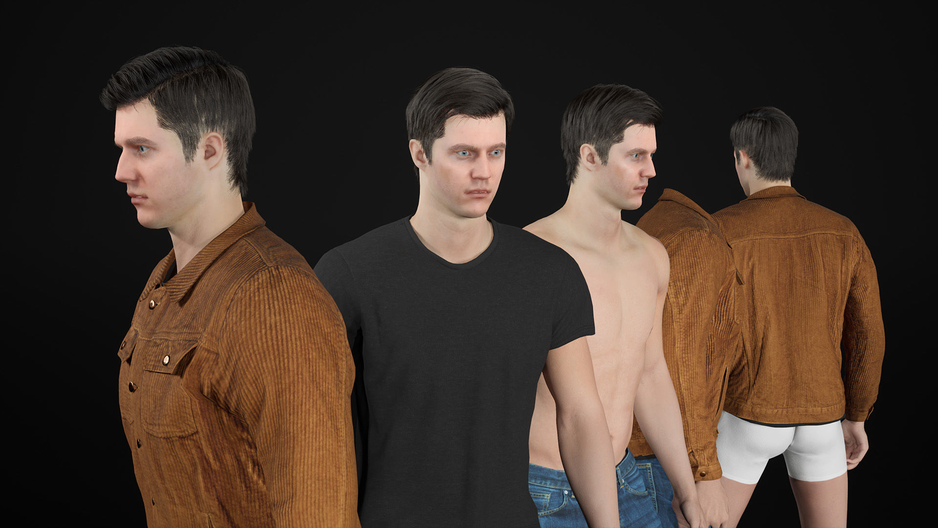 Man - Autumn Outfit 8 - Modular - Rigged Low-poly 3D model_19