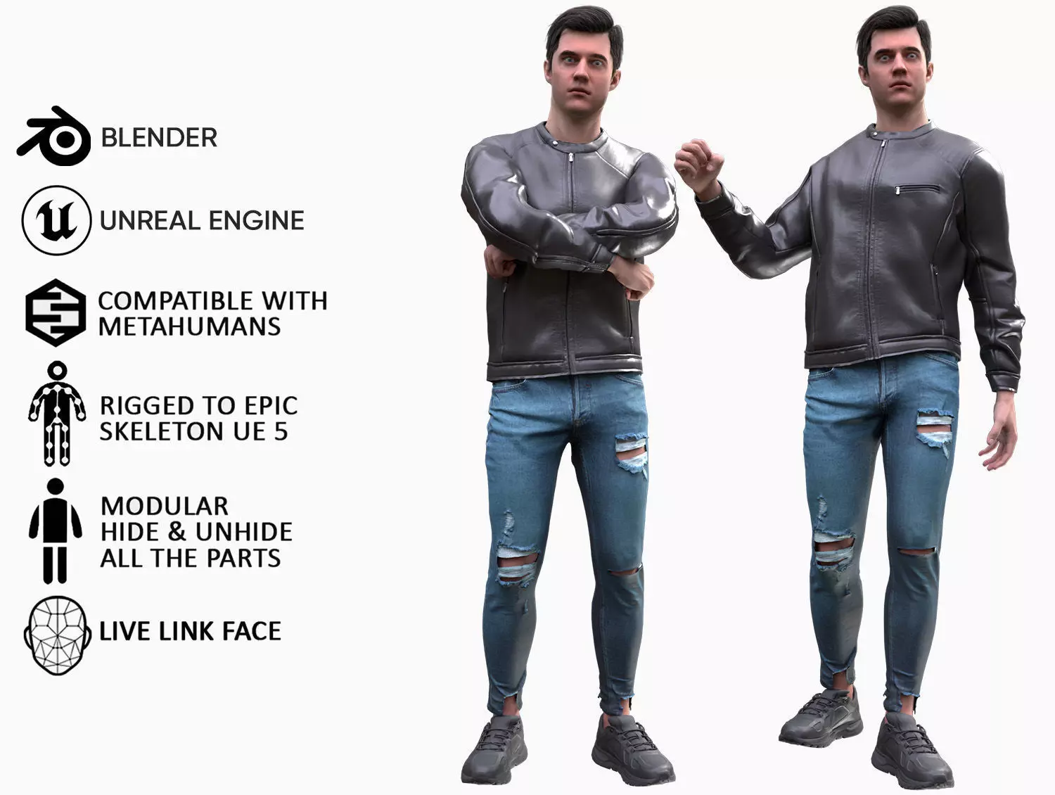 Man - Autumn Outfit 10 - Modular - Rigged Low-poly 3D model_0