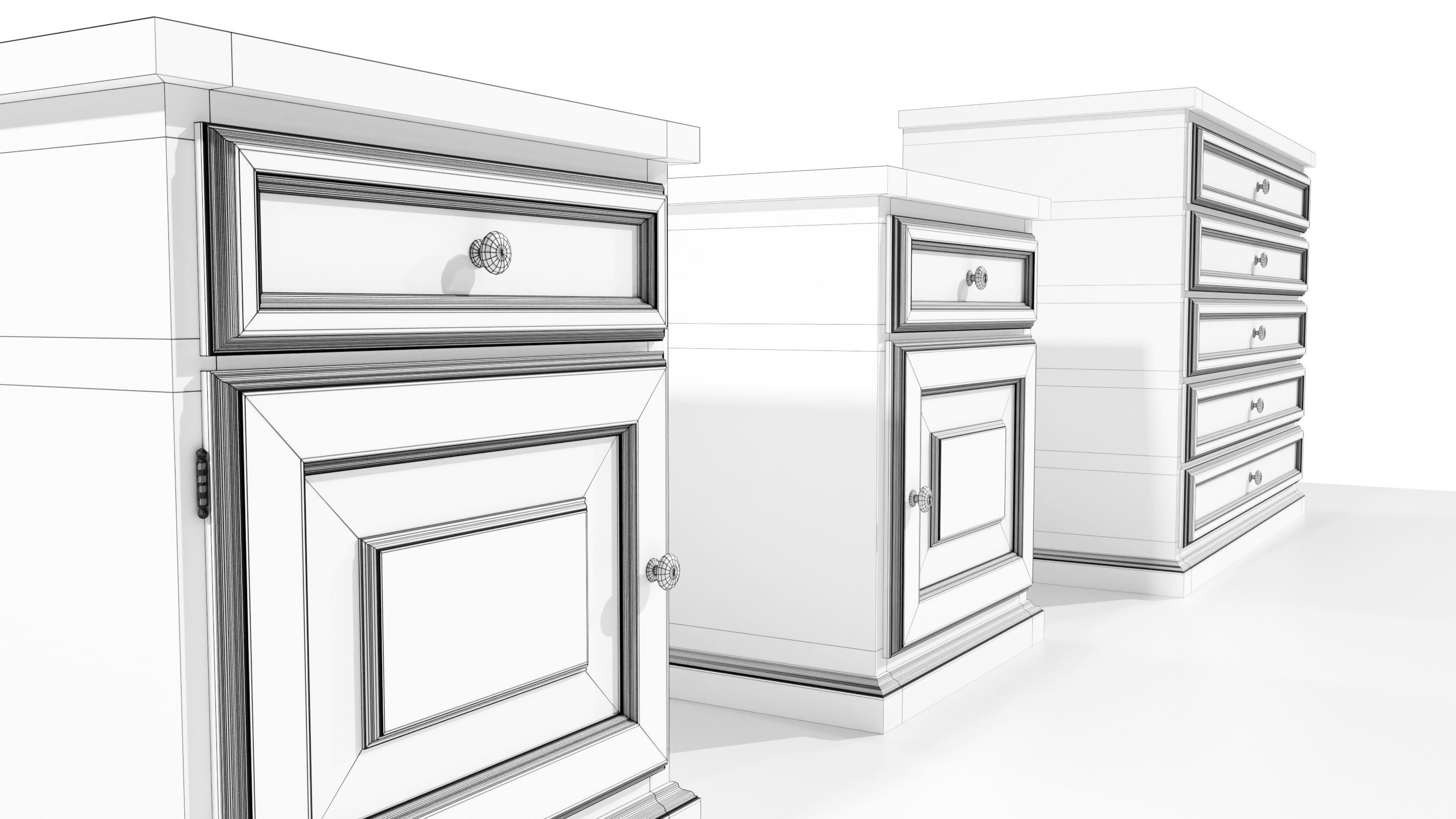 Dresser and Nightstands 3D model_17